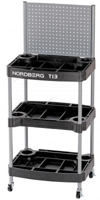 Тележка инструментальная, 3 пластиковые полки, с перфорацией NORDBERG T13